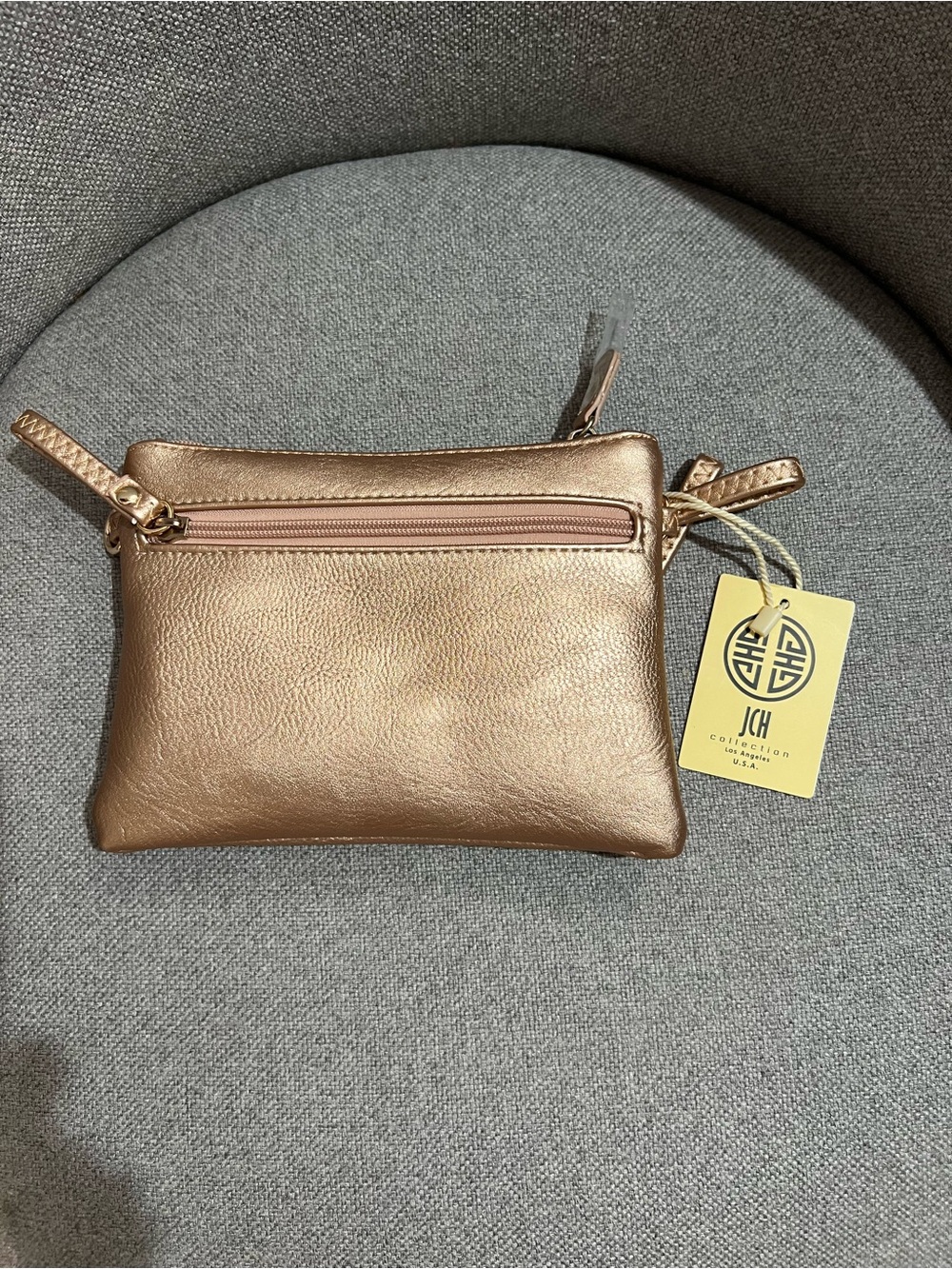Metallic Rose Gold Crossbody Wristlet Bag - Picture 3 of 5